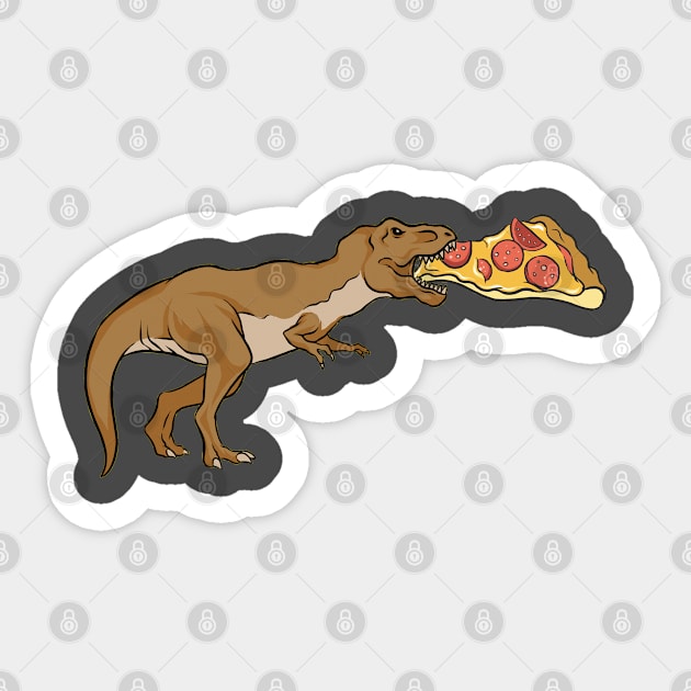 T-Rex Going After a Piece of Pepperoni Pizza Sticker by JoeHx